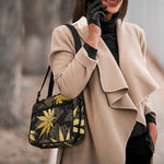 Gold Cannabis Leaf Pattern Print Double Strap Bible Bag