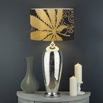 Gold Cannabis Leaf Pattern Print Drum Lamp Shade