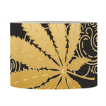 Gold Cannabis Leaf Pattern Print Drum Lamp Shade