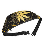 Gold Cannabis Leaf Pattern Print Fanny Pack