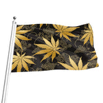 Gold Cannabis Leaf Pattern Print Flag