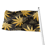 Gold Cannabis Leaf Pattern Print Flag