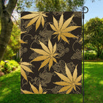 Gold Cannabis Leaf Pattern Print Garden Flag
