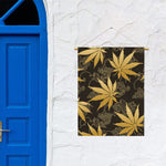 Gold Cannabis Leaf Pattern Print Garden Flag