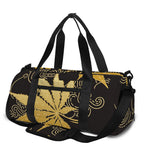 Gold Cannabis Leaf Pattern Print Gym Bag