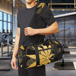 Gold Cannabis Leaf Pattern Print Gym Bag