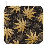 Gold Cannabis Leaf Pattern Print Hand Towel
