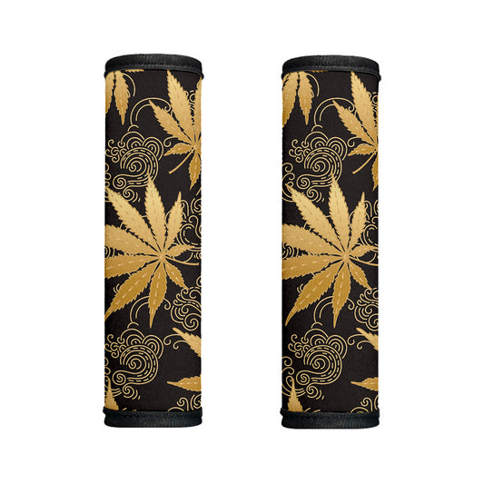 Gold Cannabis Leaf Pattern Print Handle Covers