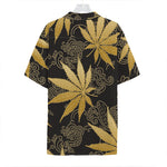 Gold Cannabis Leaf Pattern Print Hawaiian Shirt