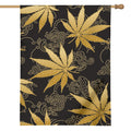Gold Cannabis Leaf Pattern Print House Flag