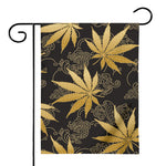 Gold Cannabis Leaf Pattern Print House Flag