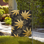 Gold Cannabis Leaf Pattern Print House Flag