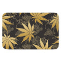 Gold Cannabis Leaf Pattern Print Indoor Door Mat