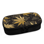 Gold Cannabis Leaf Pattern Print Insulin Cooler Travel Case