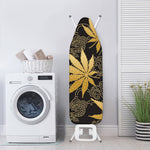 Gold Cannabis Leaf Pattern Print Ironing Board Cover