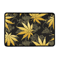 Gold Cannabis Leaf Pattern Print Kitchen Mat