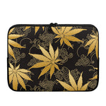 Gold Cannabis Leaf Pattern Print Laptop Sleeve