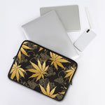 Gold Cannabis Leaf Pattern Print Laptop Sleeve