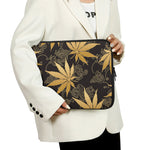 Gold Cannabis Leaf Pattern Print Laptop Sleeve