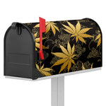 Gold Cannabis Leaf Pattern Print Mailbox Cover