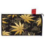 Gold Cannabis Leaf Pattern Print Mailbox Cover