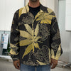 Gold Cannabis Leaf Pattern Print Men's Shirt Jacket