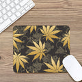 Gold Cannabis Leaf Pattern Print Mouse Pad