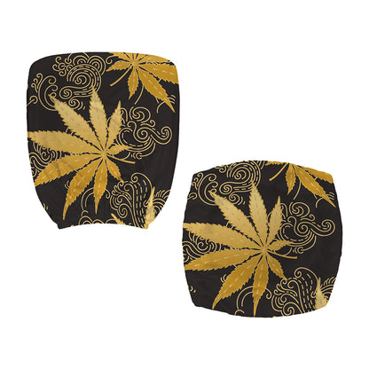 Gold Cannabis Leaf Pattern Print Office Chair Cover