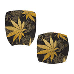 Gold Cannabis Leaf Pattern Print Office Chair Cover