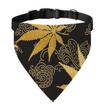 Gold Cannabis Leaf Pattern Print Over The Collar Dog Bandana