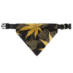 Gold Cannabis Leaf Pattern Print Over The Collar Dog Bandana
