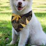 Gold Cannabis Leaf Pattern Print Over The Collar Dog Bandana