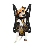 Gold Cannabis Leaf Pattern Print Pet Carrier Backpack