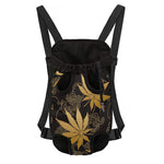 Gold Cannabis Leaf Pattern Print Pet Carrier Backpack