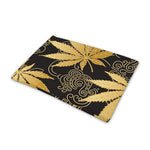Gold Cannabis Leaf Pattern Print Pet Cooling Mat Cover