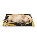 Gold Cannabis Leaf Pattern Print Pet Cooling Mat Cover