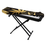 Gold Cannabis Leaf Pattern Print Piano Keyboard Cover