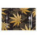 Gold Cannabis Leaf Pattern Print Placemat