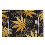 Gold Cannabis Leaf Pattern Print Placemat