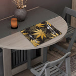 Gold Cannabis Leaf Pattern Print Placemat