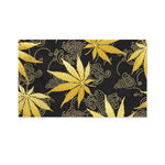 Gold Cannabis Leaf Pattern Print Polyester Flag