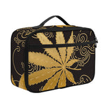 Gold Cannabis Leaf Pattern Print Portable Lunch Bag