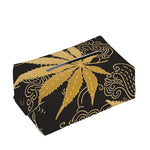 Gold Cannabis Leaf Pattern Print Rectangle Tissue Box Cover
