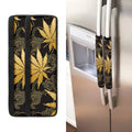 Gold Cannabis Leaf Pattern Print Refrigerator Handle Covers