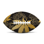 Gold Cannabis Leaf Pattern Print Rugby Ball