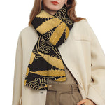 Gold Cannabis Leaf Pattern Print Scarf