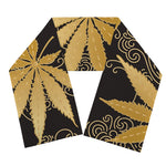 Gold Cannabis Leaf Pattern Print Scarf