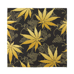 Gold Cannabis Leaf Pattern Print Silk Bandana