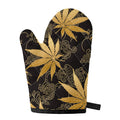 Gold Cannabis Leaf Pattern Print Single Oven Mitt