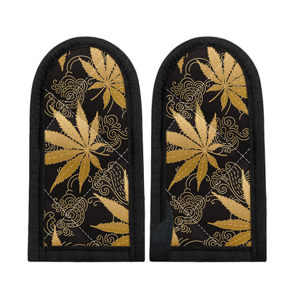 Gold Cannabis Leaf Pattern Print Skillet Handle Cover